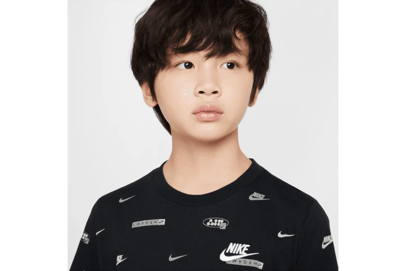 Nike AOP Παιδική Κοντομάνικη Μπλούζα Μαύρη