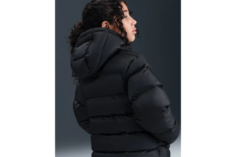 Nike Therma-Fit Παιδικό Μπουφάν Puffer με Κουκούλα Μαύρο