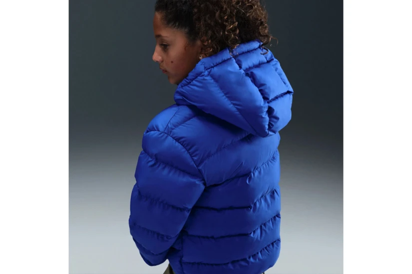 Nike Therma-Fit Παιδικό Μπουφάν Puffer με Κουκούλα Μπλε