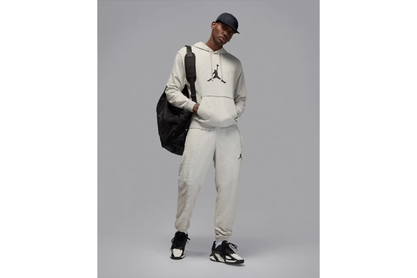 Jordan Sport Crossover Fleece Ανδρικό Παντελόνι Φόρμας Γκρι, Λευκό