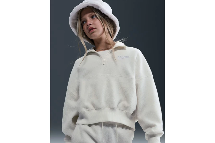 Nike Sportswear Παιδική Μακρυμάνικη Μπλούζα Fleece με Φερμουάρ Λευκή