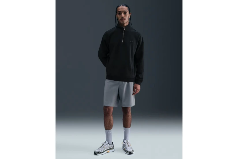 Nike Solo Swoosh Fleece Ανδρική Μακρυμάνικη Μπλούζα με Φερμουάρ Μαύρη