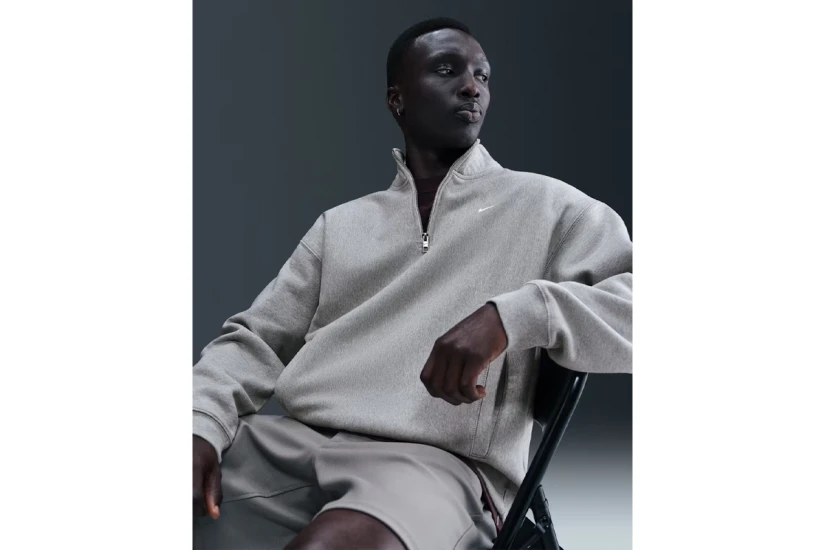 Nike Solo Swoosh Fleece Ανδρική Μακρυμάνικη Μπλούζα με Φερμουάρ Γκρι