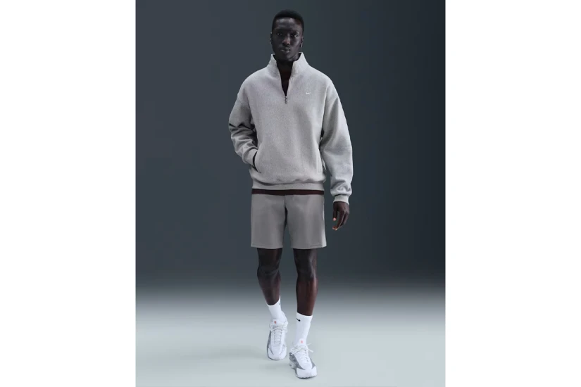 Nike Solo Swoosh Fleece Ανδρική Μακρυμάνικη Μπλούζα με Φερμουάρ Γκρι