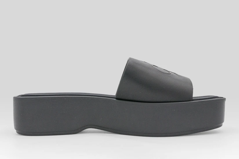 Calvin Klein Amelia Leather Platform Sliders Γυναικεία Σανδάλια Μαύρα