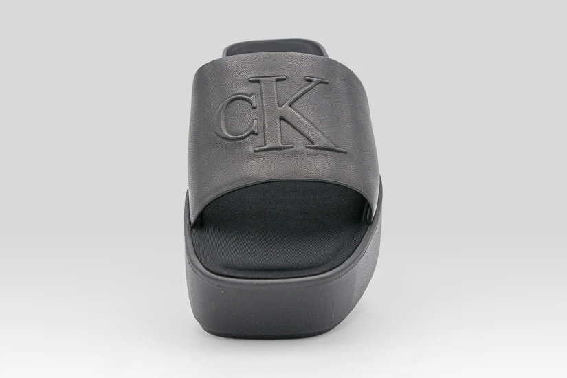 Calvin Klein Amelia Leather Platform Sliders Γυναικεία Σανδάλια Μαύρα