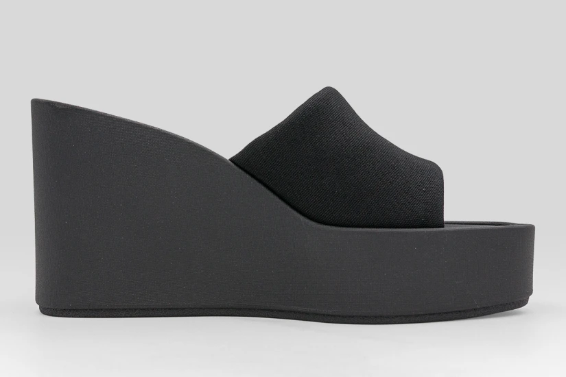 Calvin Klein Melia - Canvas Platform Wedge Γυναικεία Σανδάλια Μαύρα