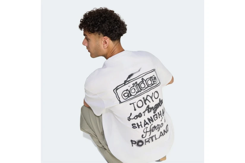 Adidas Originals Powder Tongue Ανδρικό Κοντομάνικο T-Shirt Λευκό, Μαύρο