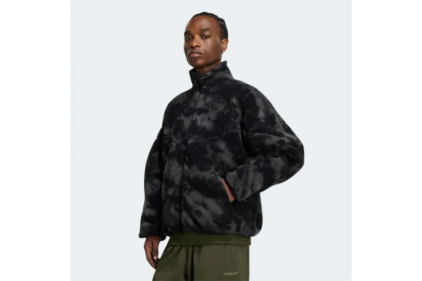 Adidas Originals Camo Polarfleece Ανδρική Ζακέτα Fleece Μαύρο, Γκρι Σκούρο