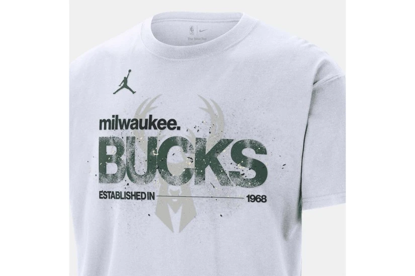 Jordan NBA Milwaukee Bucks Courtside 85 Statement Ανδρικό Κοντομάνικο T-Shirt Λευκό