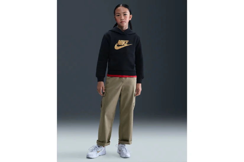 Nike Sportswear Club Fleece Παιδικό Φούτερ με Κουκούλα Μαύρο, Χρυσό