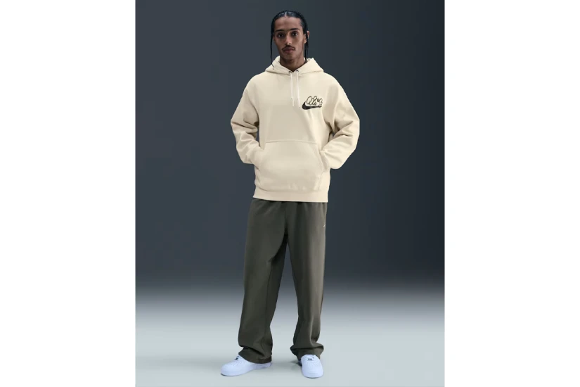 Nike Solo Swoosh Ανδρικό Φούτερ με Κουκούλα Μπεζ, Χακί