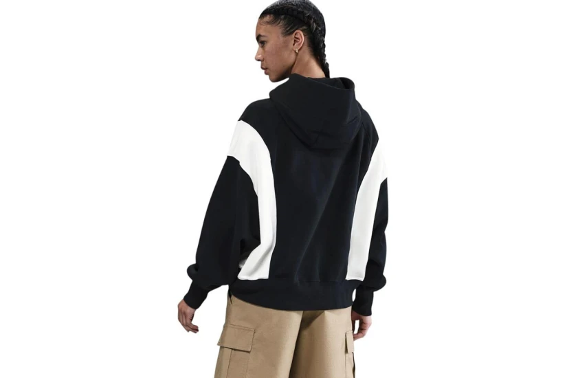 Nike Sportswear Phoenix Fleece Γυναικείο Φούτερ Με Κουκούλα Μαύρο, Εκρού