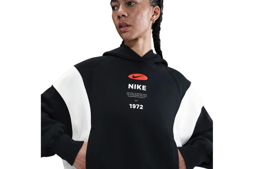 Nike Sportswear Phoenix Fleece Γυναικείο Φούτερ Με Κουκούλα Μαύρο, Εκρού