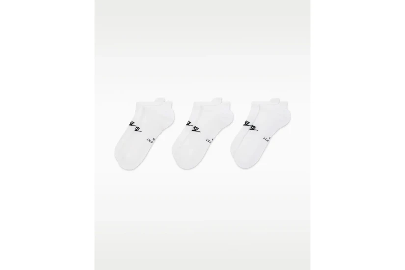 Nike Everyday Elevated No-Show Κάλτσες κάτω από τον Αστράγαλο Λευκές 3 Ζευγάρια