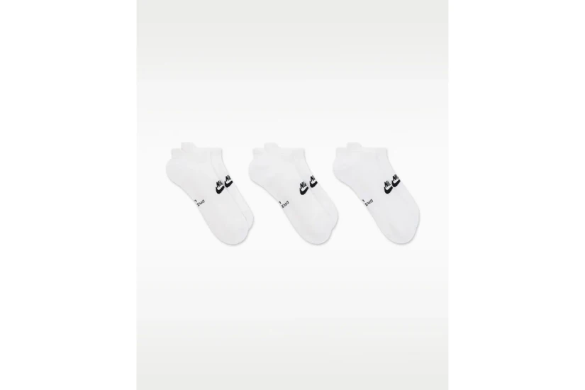 Nike Everyday Elevated No-Show Κάλτσες κάτω από τον Αστράγαλο Λευκές 3 Ζευγάρια