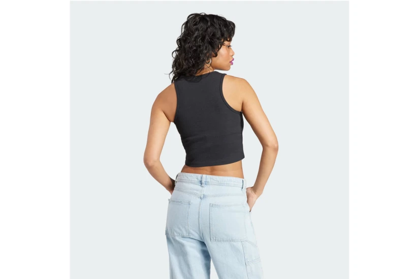 Adidas Originals Essentials Rib Tank Αμάνικη Crop Top Μπλούζα