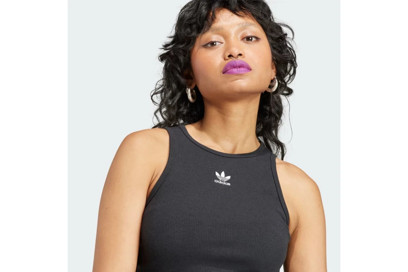Adidas Originals Essentials Rib Tank Αμάνικη Crop Top Μπλούζα