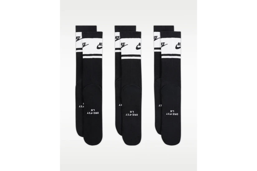 Nike Everyday Elevated Κάλτσες μέχρι τη Γάμπα Μαύρες 3 Ζευγάρια