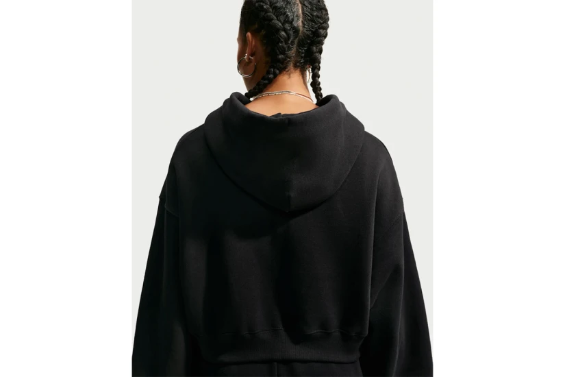 Nike Studio Fleece Oversized Cropped Γυναικεία Βαμβακερή Ζακέτα με Κουκούλα Μαύρη