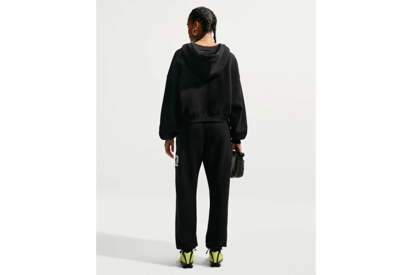 Nike Studio Fleece Oversized Cropped Γυναικεία Βαμβακερή Ζακέτα με Κουκούλα Μαύρη