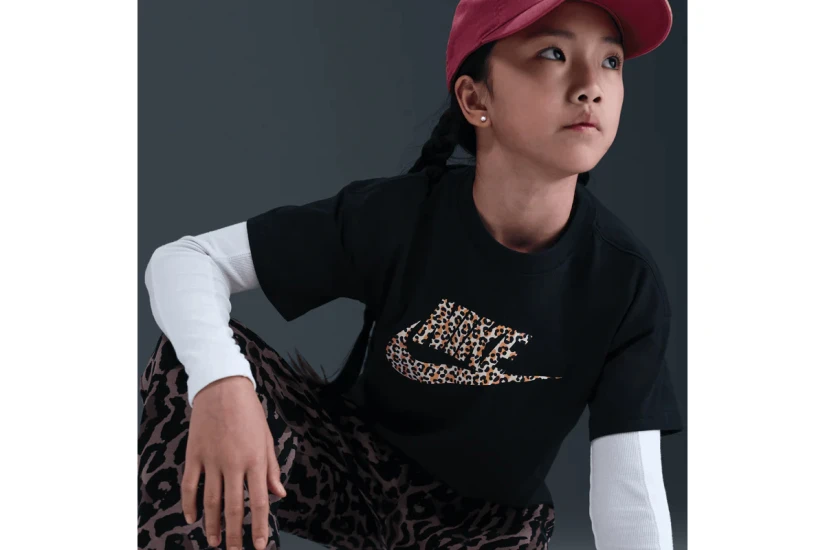 Nike Sportswear Boxy Animal Print Παιδικό Κοντομάνικο T-Shirt Μαύρο