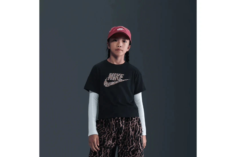 Nike Sportswear Boxy Animal Print Παιδικό Κοντομάνικο T-Shirt Μαύρο