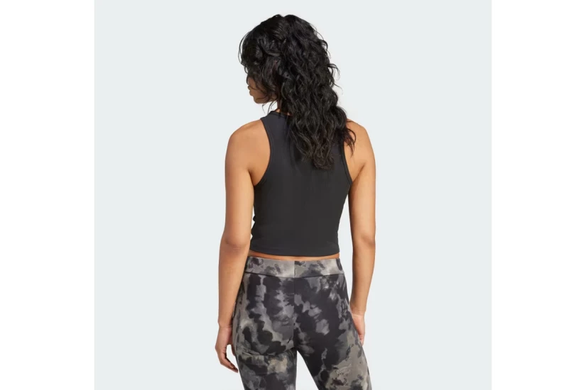 Adidas Originals Essentials Ribbed Γυναικεία Αμάνικη Μπλούζα Μαύρη