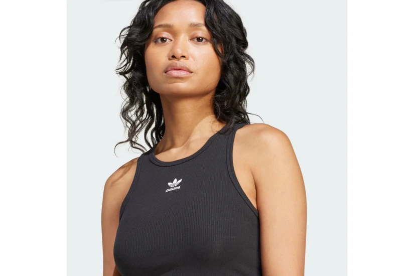 Adidas Originals Essentials Ribbed Γυναικεία Αμάνικη Μπλούζα Μαύρη