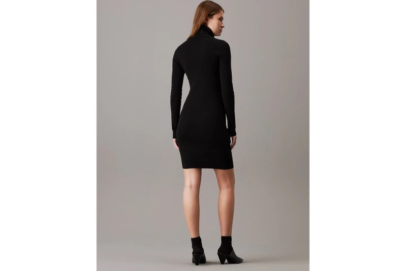 Calvin Klein Woven Label Turtleneck Μακρυμάνικο Φόρεμα Mini