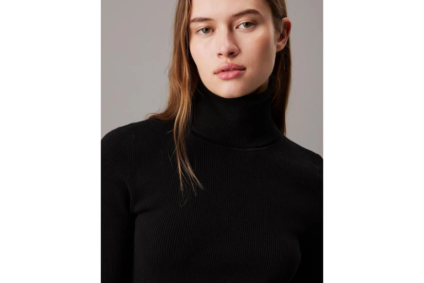 Calvin Klein Woven Label Turtleneck Μακρυμάνικο Φόρεμα Mini