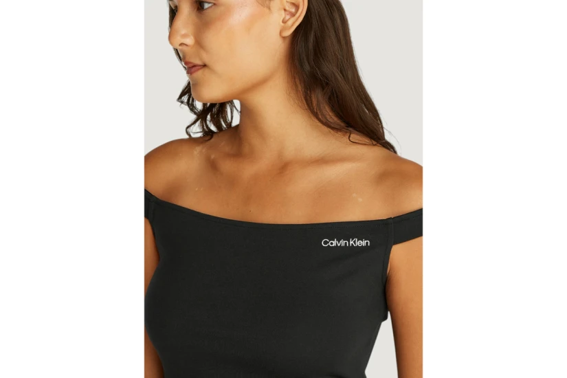 Calvin Klein Γυναικεία Αμάνικη Cropped Μπλούζα Μαύρη