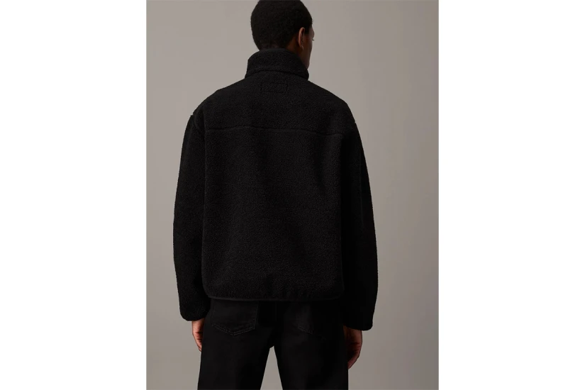 Calvin Klein Ανδρική Μακρυμάνικη Μπλούζα Sherpa με Φερμουάρ Μαύρη