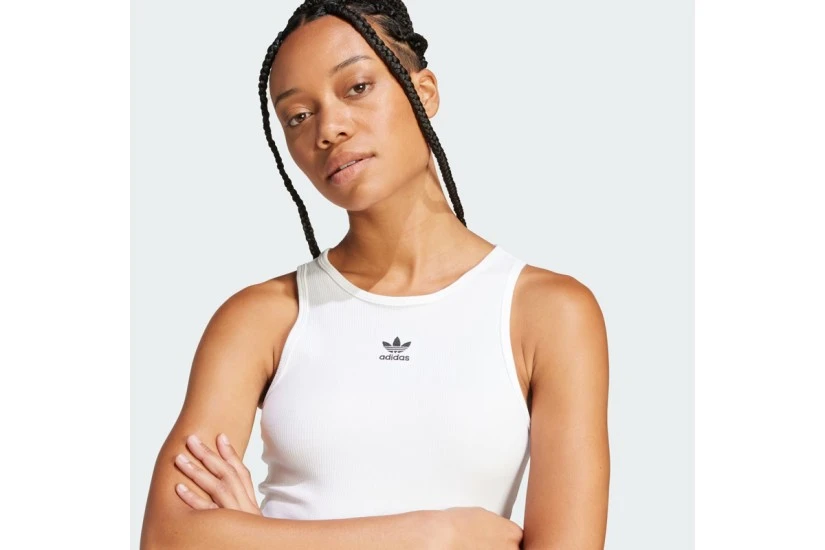 Adidas Originals Essentials Ribbed Γυναικεία Αμάνικη Μπλούζα Λευκή