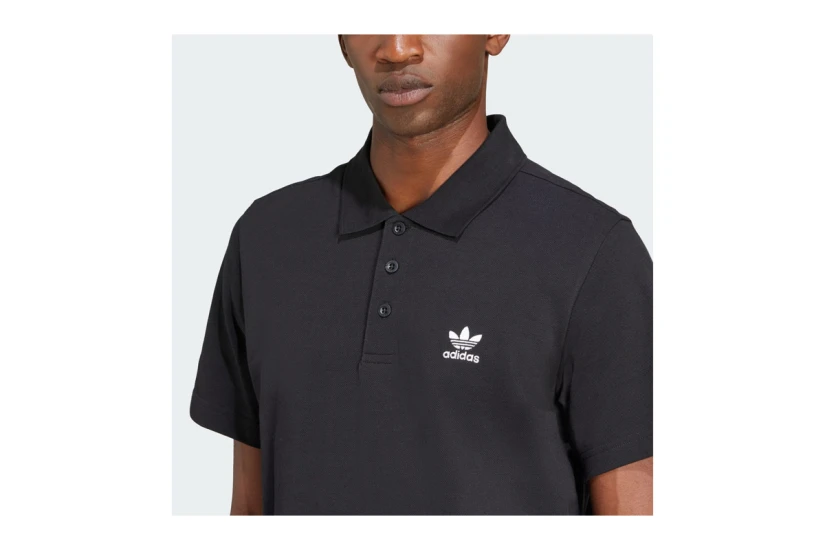 Adidas Originals Trefoil Essentials Ανδρικό Κοντομάνικο Polo T-Shirt Μαύρο