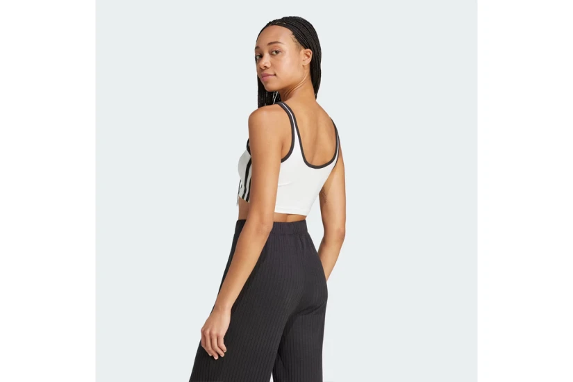 Adidas Originals Adicolor 3-Stripes Γυναικείο Αμάνικο Crop Top Λευκό, Μαύρο