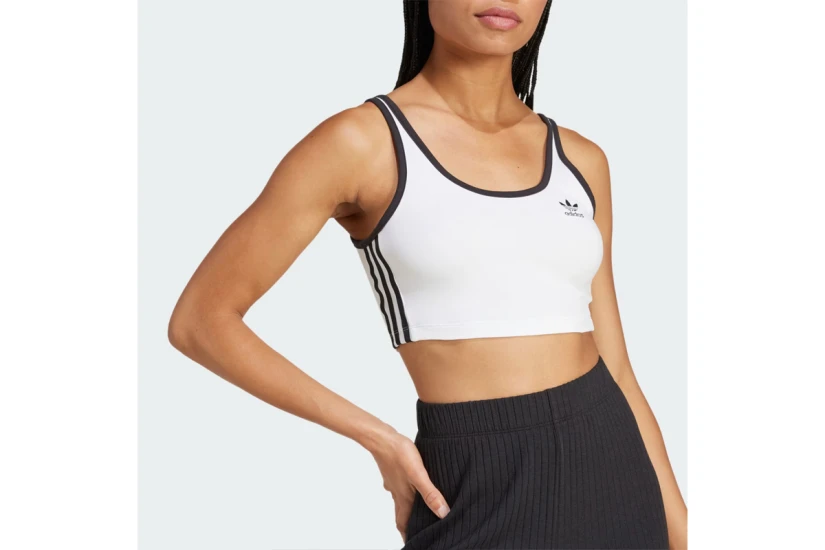 Adidas Originals Adicolor 3-Stripes Γυναικείο Αμάνικο Crop Top Λευκό, Μαύρο