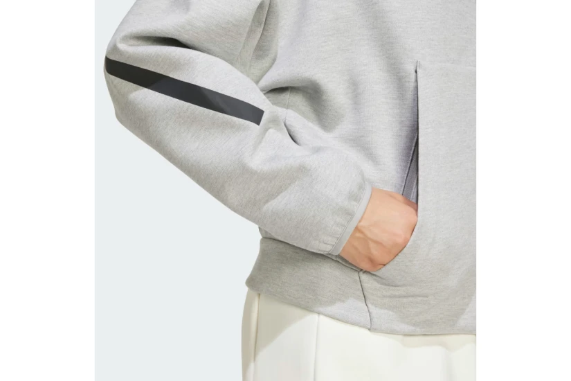 Adidas Performance Z.N.E Full - Zip Γυναικεία Πολυεστερική Ζακέτα με Κουκούλα Γκρι