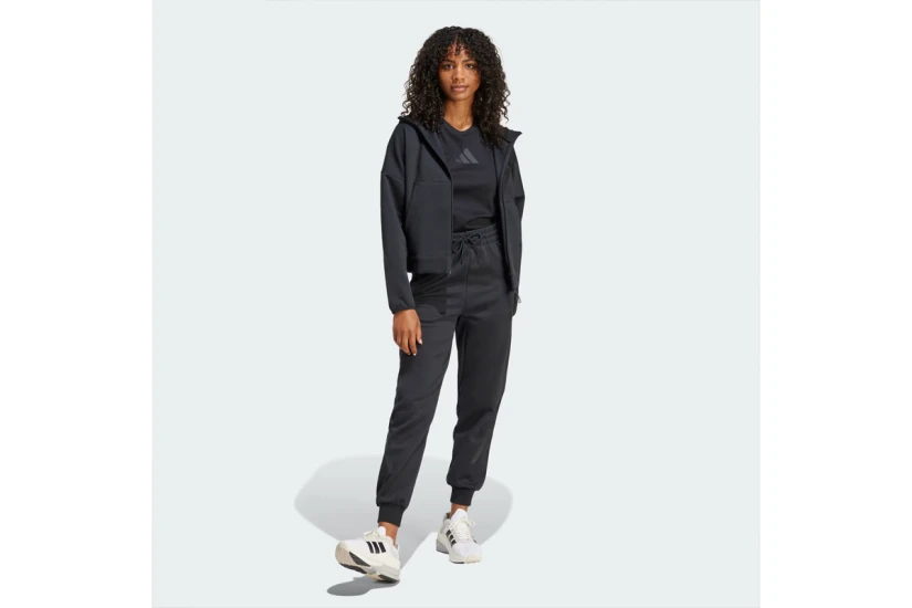 Adidas Z.N.E Γυναικεία Πολυεστερική Ζακέτα με Κουκούλα Μαύρη