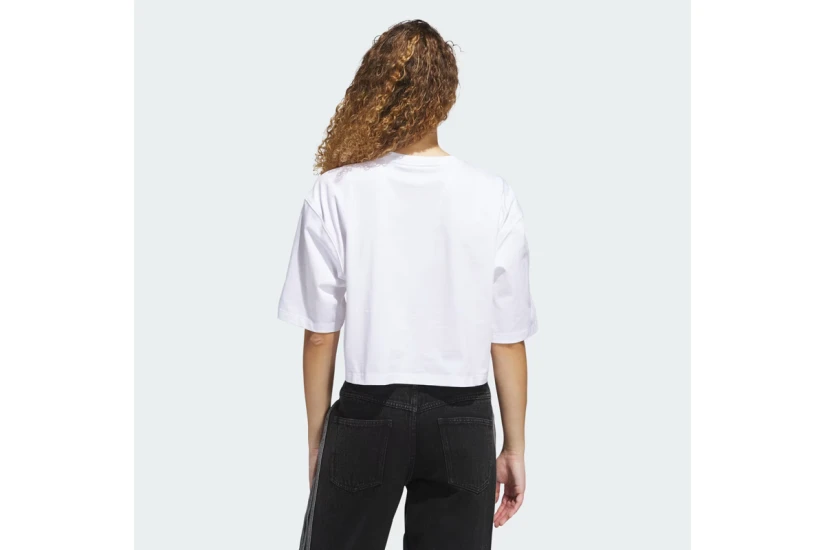 Adidas Originals Essentials Γυναικείο Κοντομάνικο Crop T-Shirt Λευκό