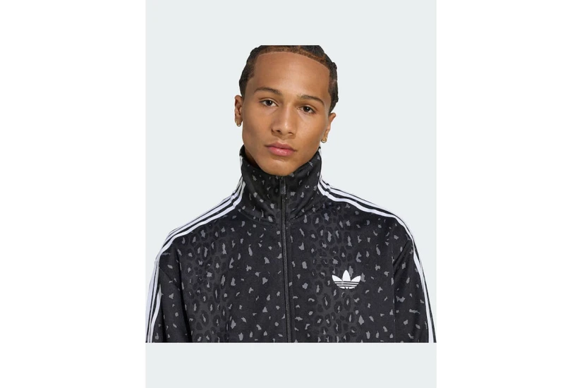 Adidas Originals Firebird Leopard Ανδρική Πολυεστερική Ζακέτα Μαύρα, Γκρι Σκούρο, Λευκά