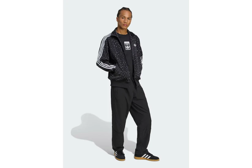 Adidas Originals Firebird Leopard Ανδρική Πολυεστερική Ζακέτα Μαύρα, Γκρι Σκούρο, Λευκά
