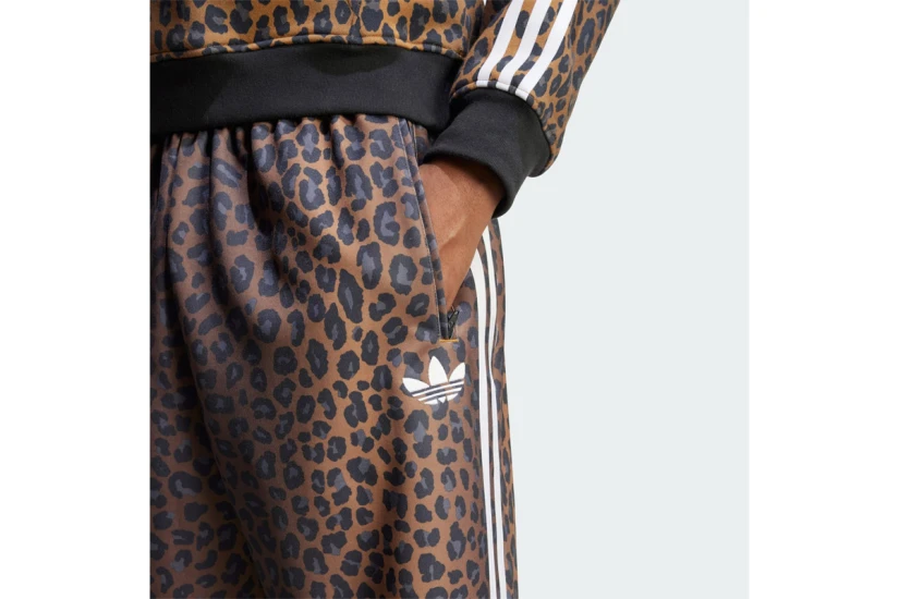 Adidas Originals Firebird Loose Leopard Ανδρικό Παντελόνι Φόρμας Καφέ, Λευκό, Μαύρο