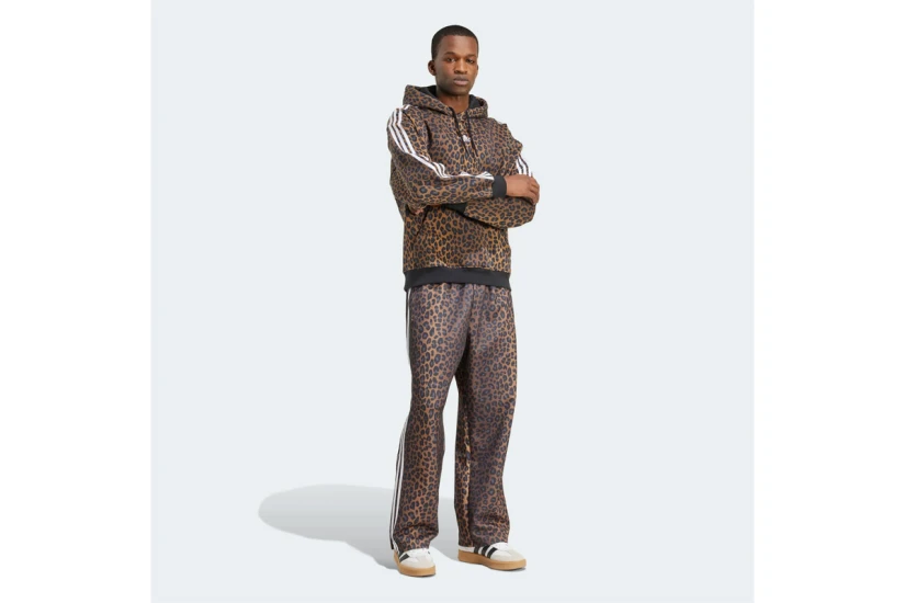 Adidas Originals Firebird Loose Leopard Ανδρικό Παντελόνι Φόρμας Καφέ, Λευκό, Μαύρο