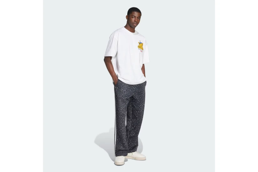 Adidas Originals Firebird Loose Leopard Ανδρικό Παντελόνι Φόρμας Μαύρο, Γκρι Σκούρο, Λευκό