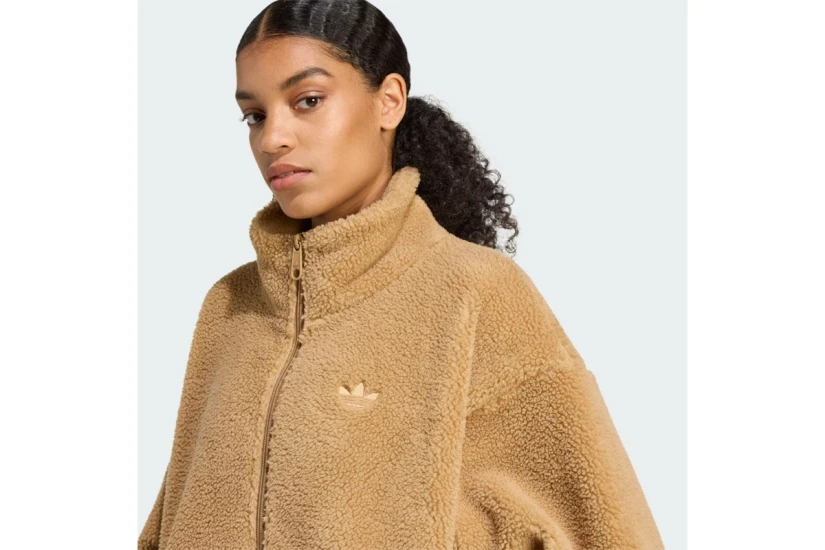 Adidas Originals Essentials Teddy Γυναικεία Ζακέτα Sherpa Κάμελ