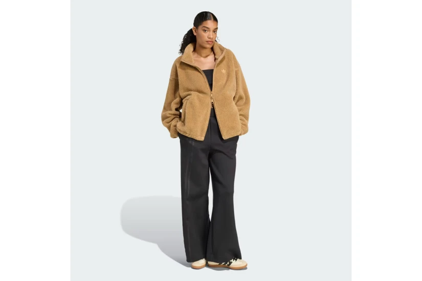 Adidas Originals Essentials Teddy Γυναικεία Ζακέτα Sherpa Κάμελ