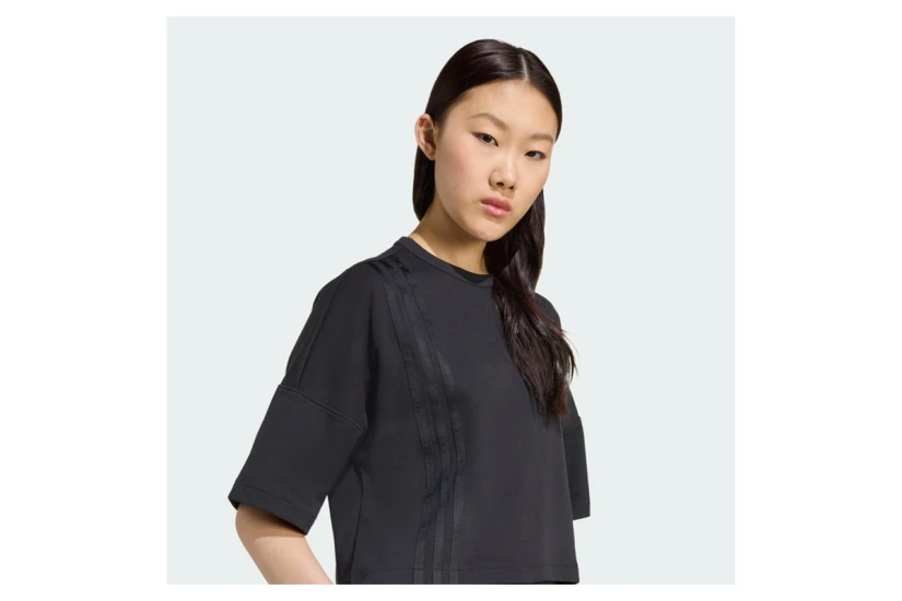 Adidas Originals Off Placed 3-Stripes Γυναικείο Κοντομάνικο T-Shirt Μαύρο