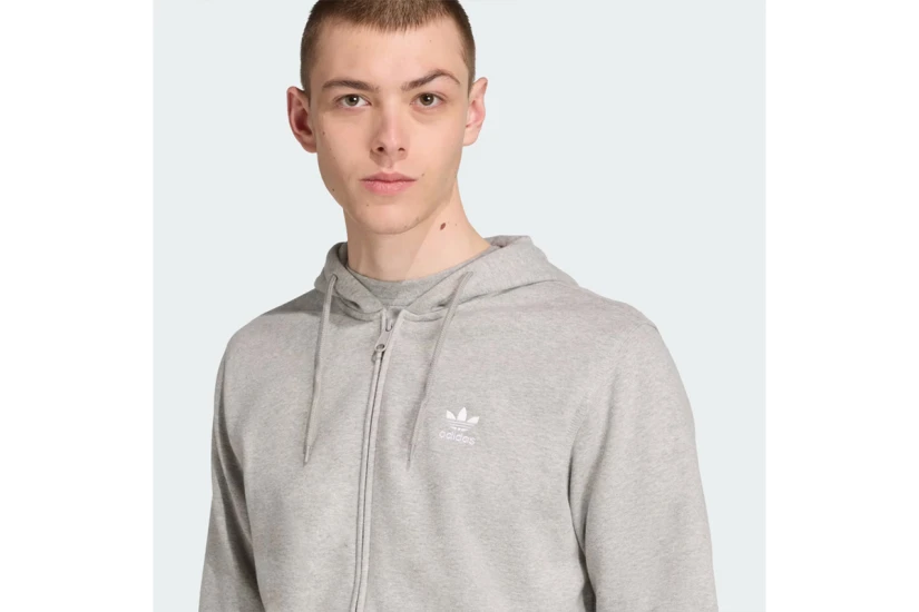 Adidas Originals Trefoil Essentials Ζακέτα Με Κουκούλα Γκρι