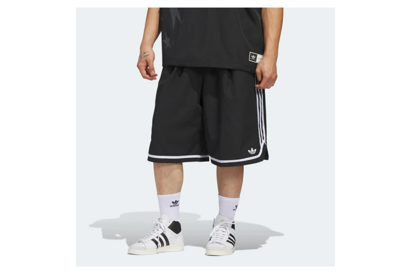 Adidas Originals Basketball Long Ανδρική Μπασκετική Βερμούδα Μαύρη, Λευκή